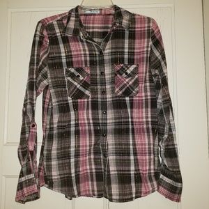 Plaid Western type button down shirt blouse